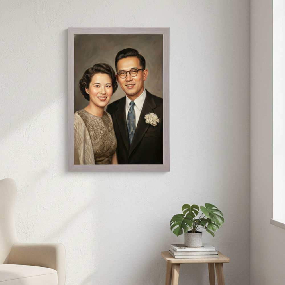 옛날사진 복원 영정사진 확대 유화 초상화 그림 주문제작 4x6 4장 인화포함